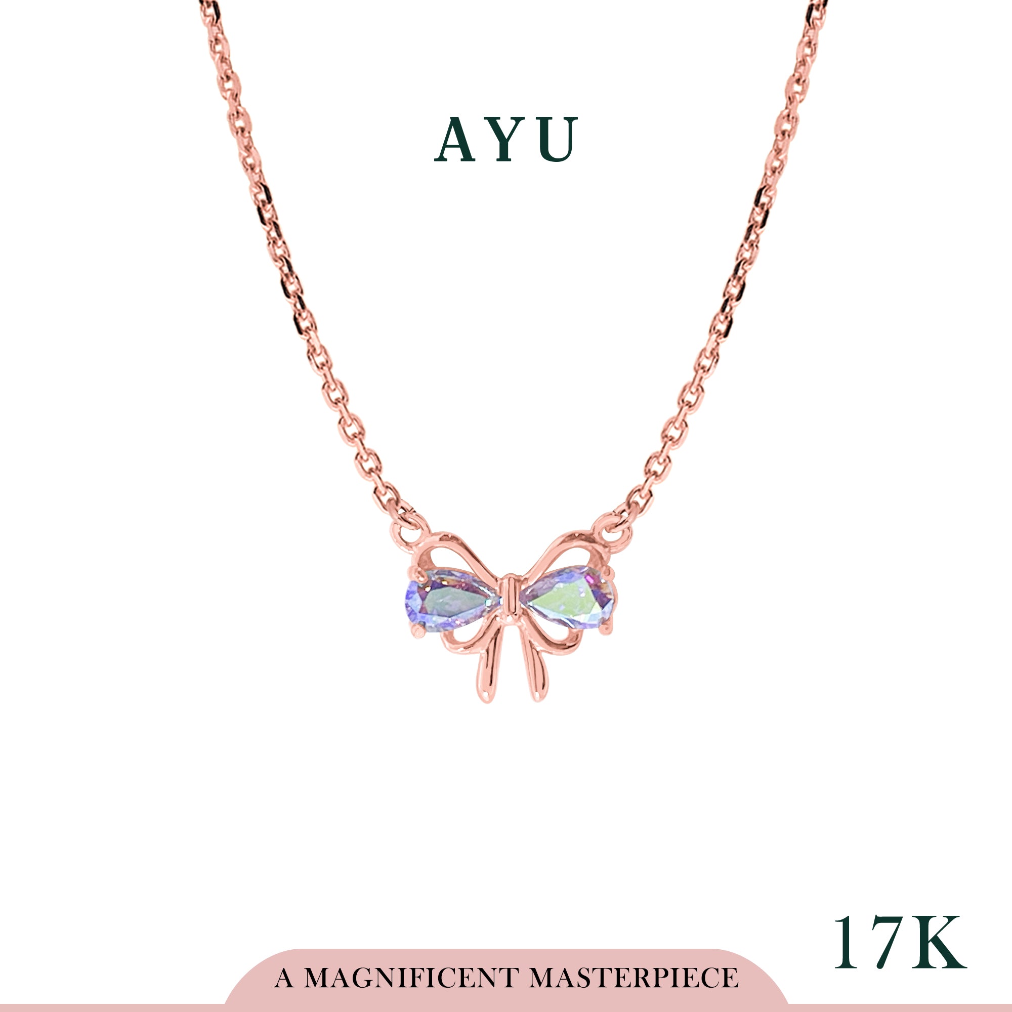 AYU Kalung Emas - Pretty In Magical Ribbon Chain Necklace 17k Rose Gold