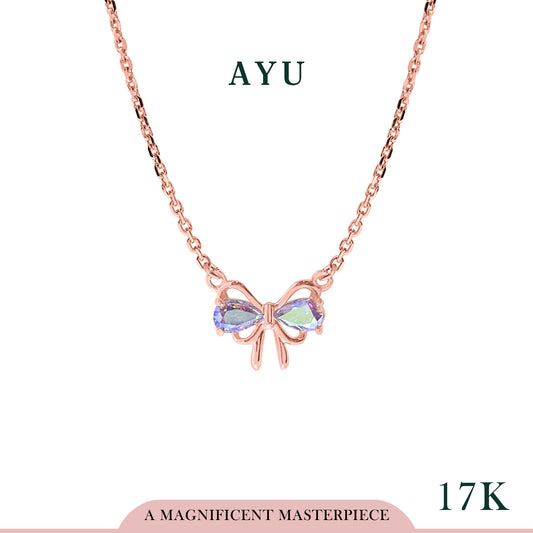 AYU Kalung Emas - Pretty In Magical Ribbon Chain Necklace 17k Rose Gold