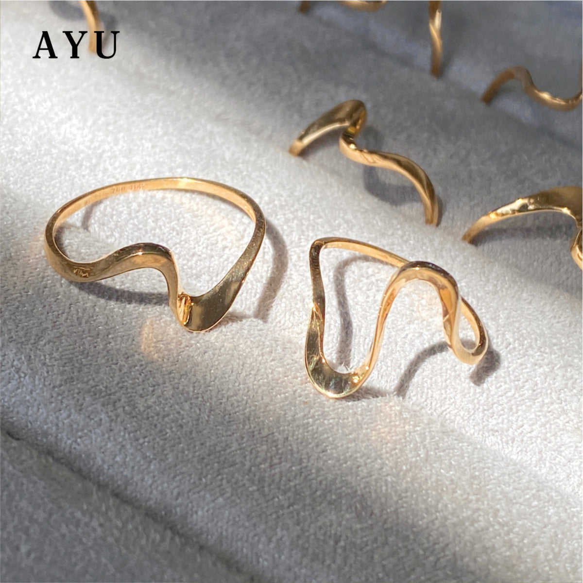 AYU Cincin Emas - Gold Swaying Wave Ring 16k Yellow Gold