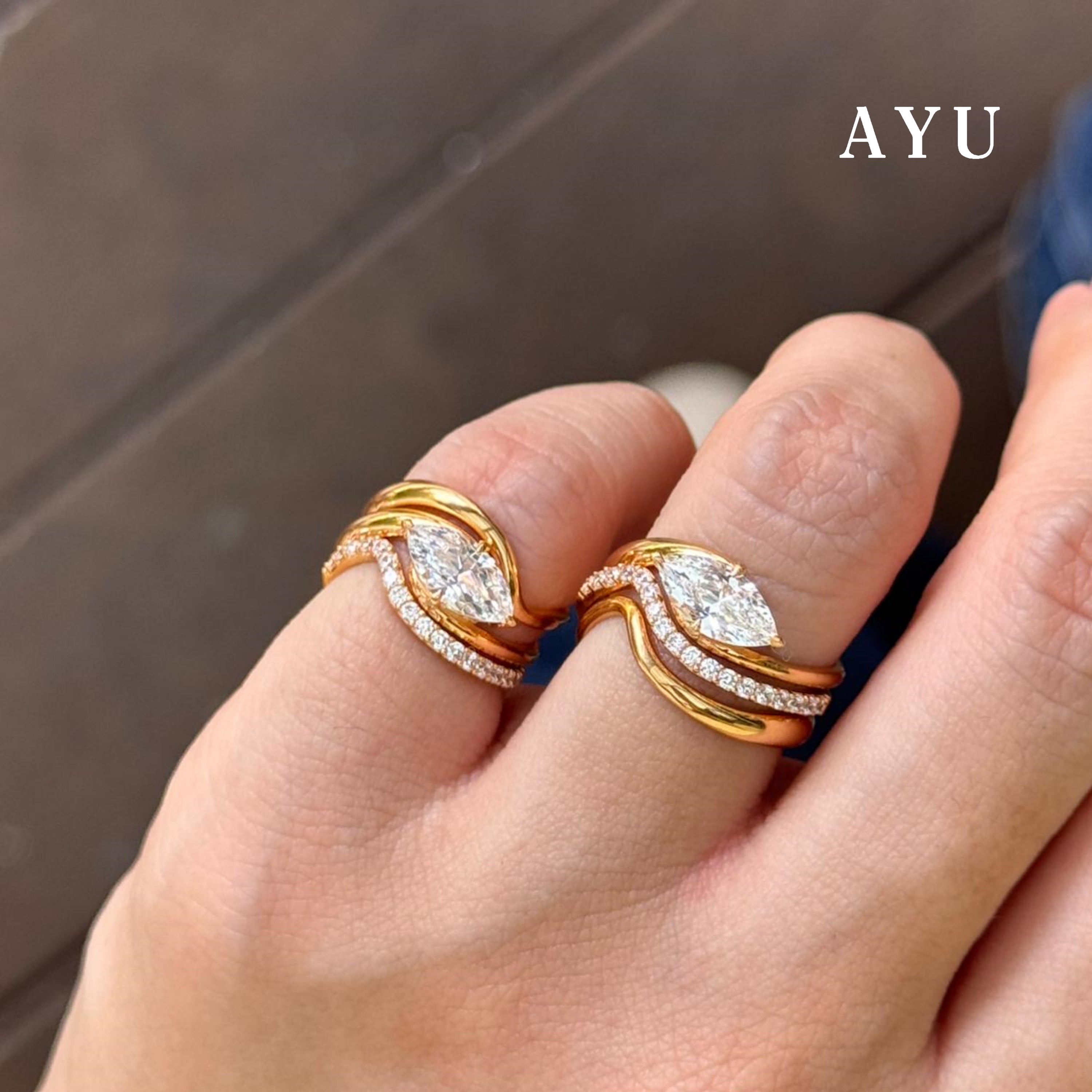 AYU Cincin Emas - Flowy Selly Ring 16k Yellow Gold