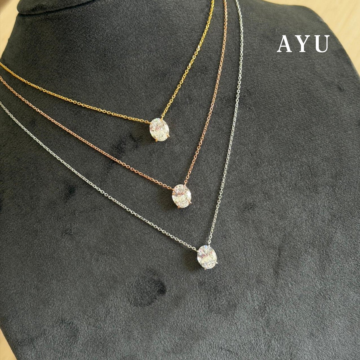 The AYU Djudju Solitaire Chain Necklace 16k Yellow Gold