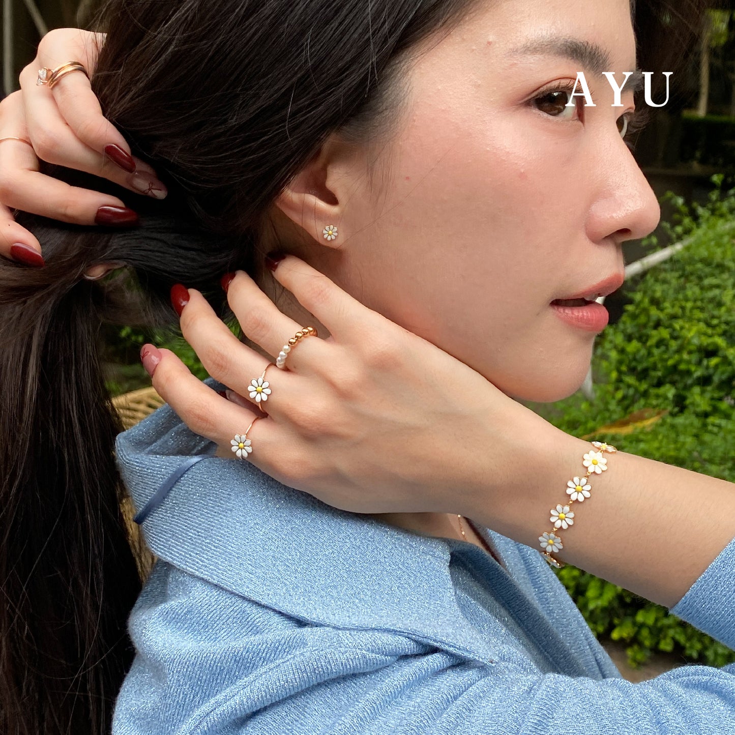 AYU Cincin Emas - Daisy Darling Ring 17k White Gold