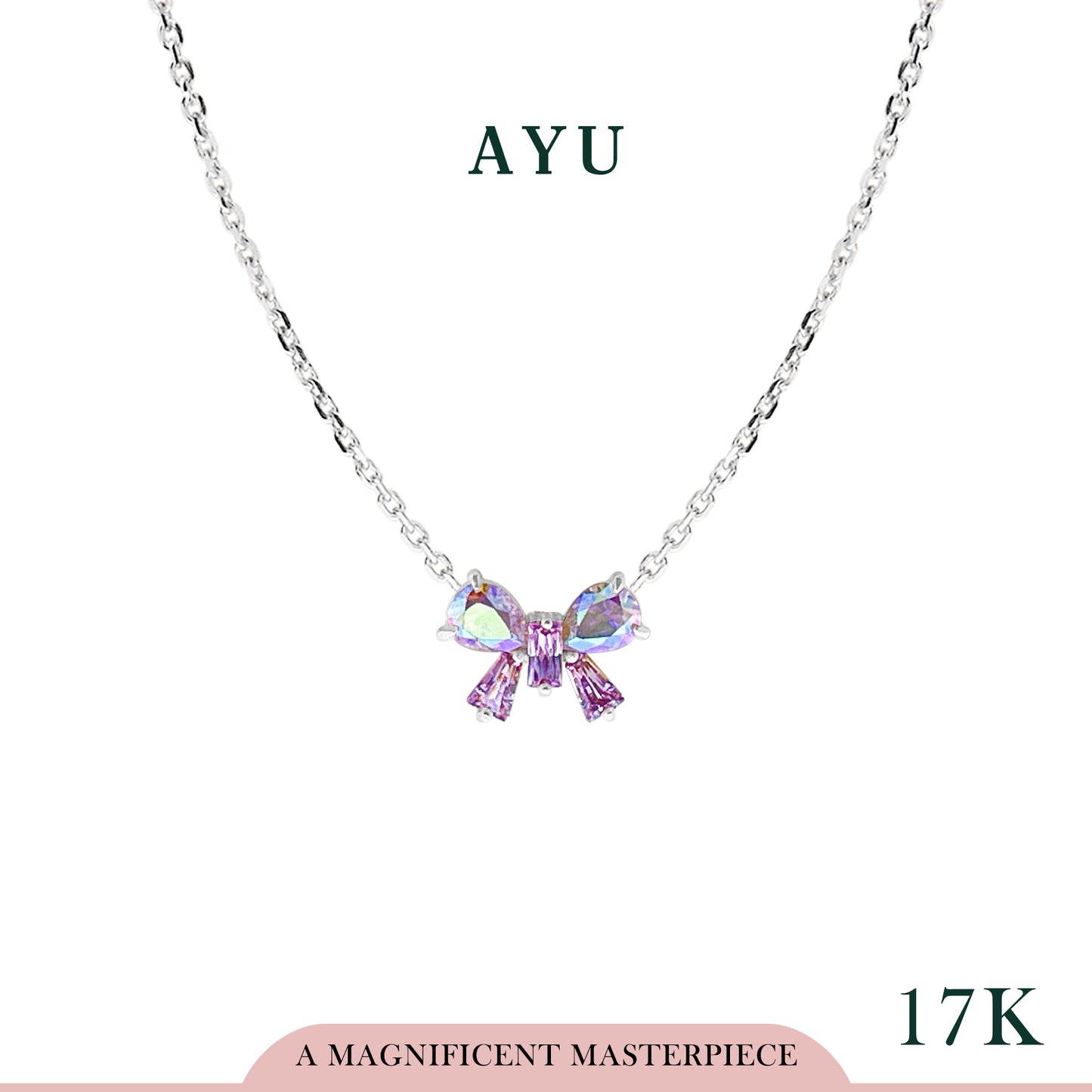 AYU Kalung Emas - Magical Sweet Ribbon Necklace 17K White Gold