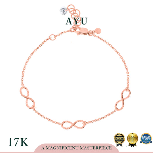 AYU Gelang Emas-3 Twist Infinity Bracelet 17k Rose Gold