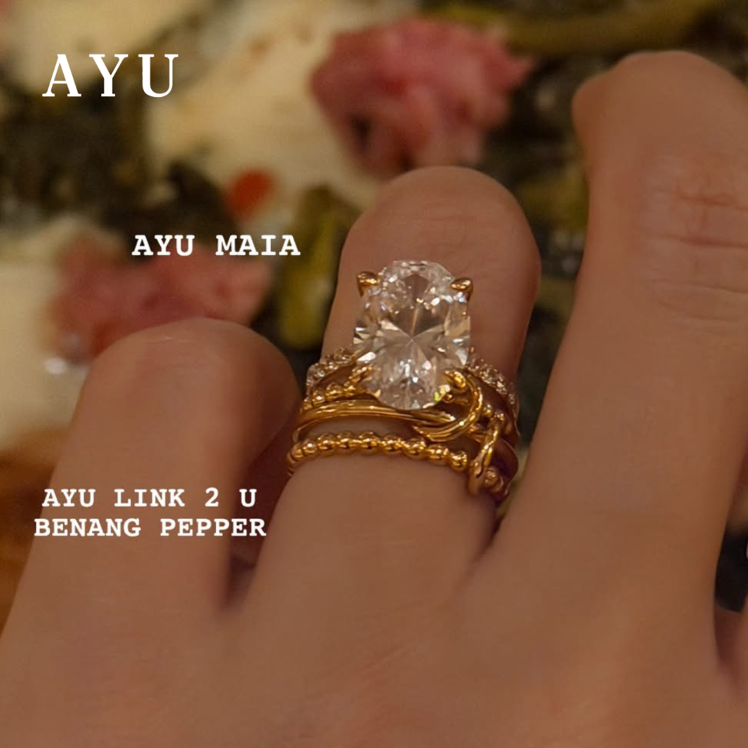 AYU Cincin Emas - Link 2 U Benang Pepper 16k Yellow Gold