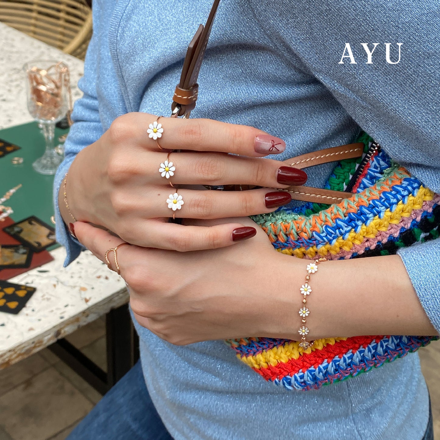 AYU Cincin Emas - Daisy Darling Ring 17k White Gold
