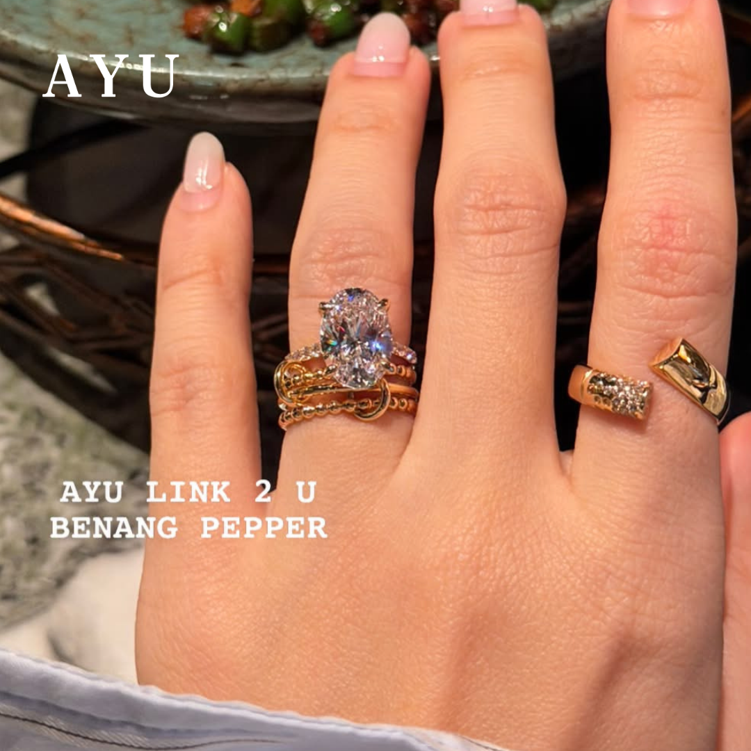 AYU Cincin Emas - Link 2 U Benang Pepper 16k Yellow Gold
