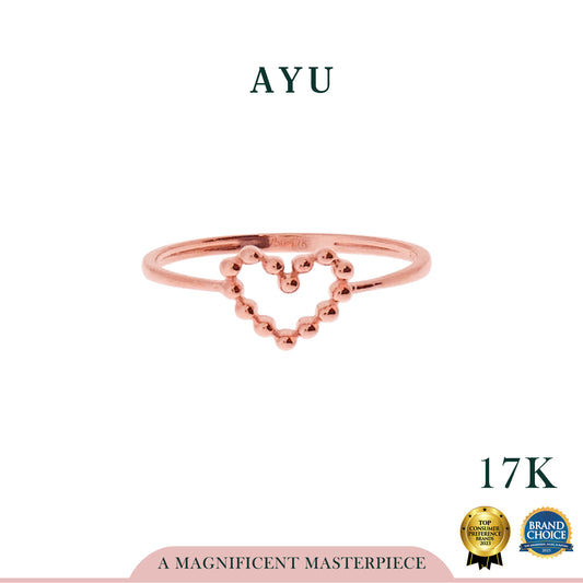 AYU Cincin Emas - Heart Pepper Beads Ring 17K Rose Gold