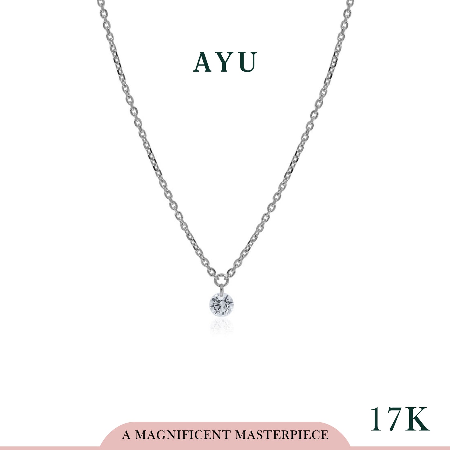 AYU Kalung Emas Korea - Candy Pop Chain Necklace 17k White Gold