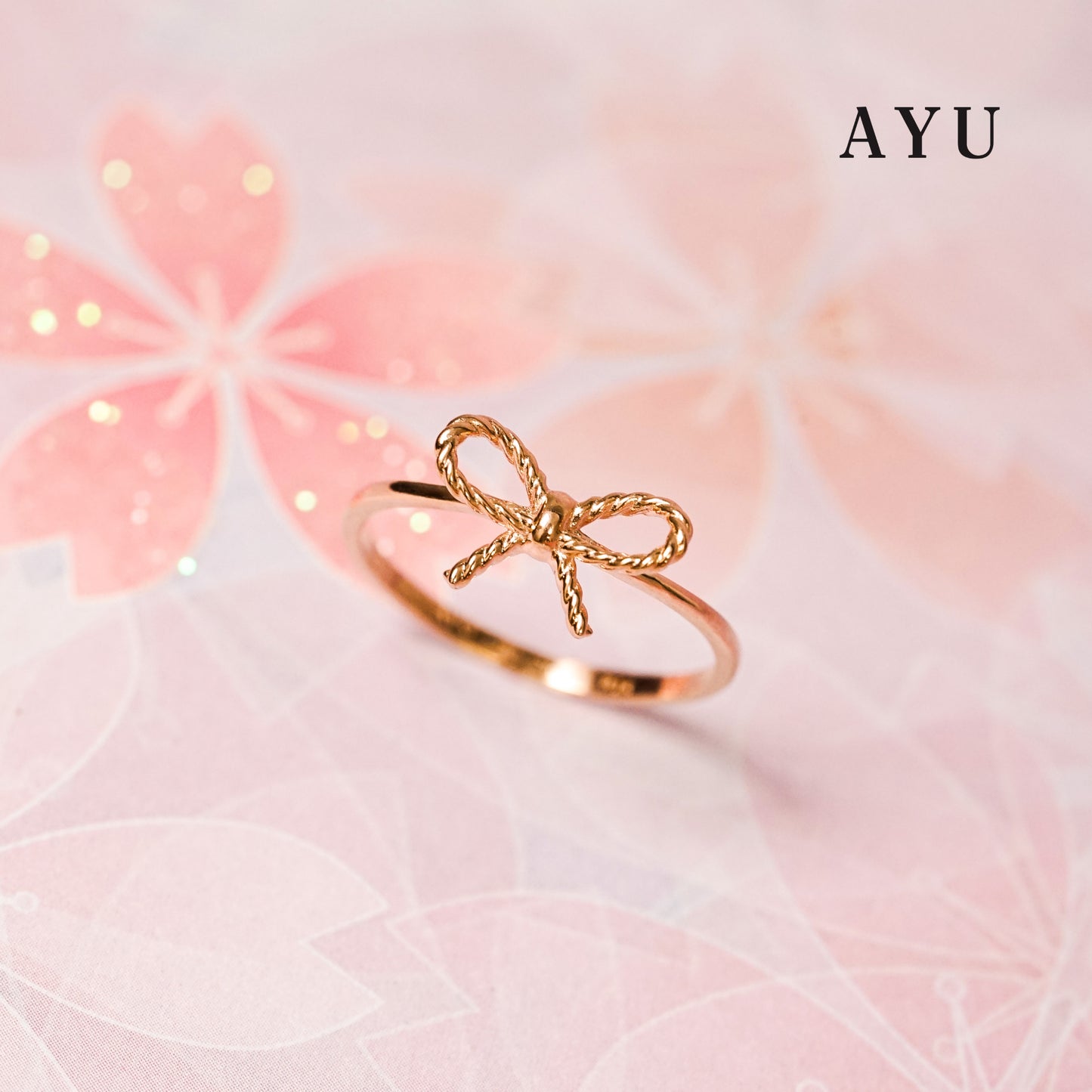 AYU Cincin Emas - Twist Ribbon Ring 17K Rose Gold