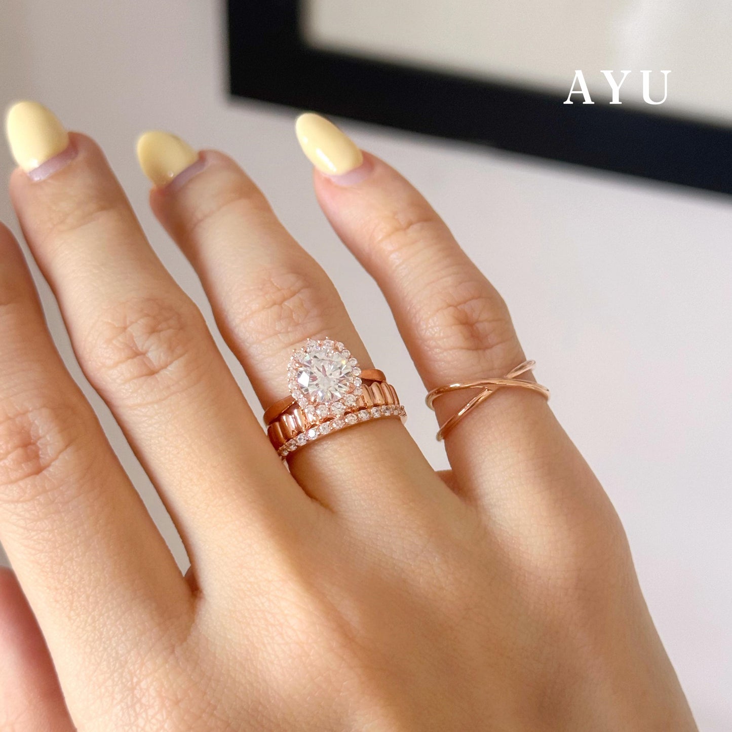 AYU Cincin Emas - Small Gold Eclaire Stack 17k Rose Gold