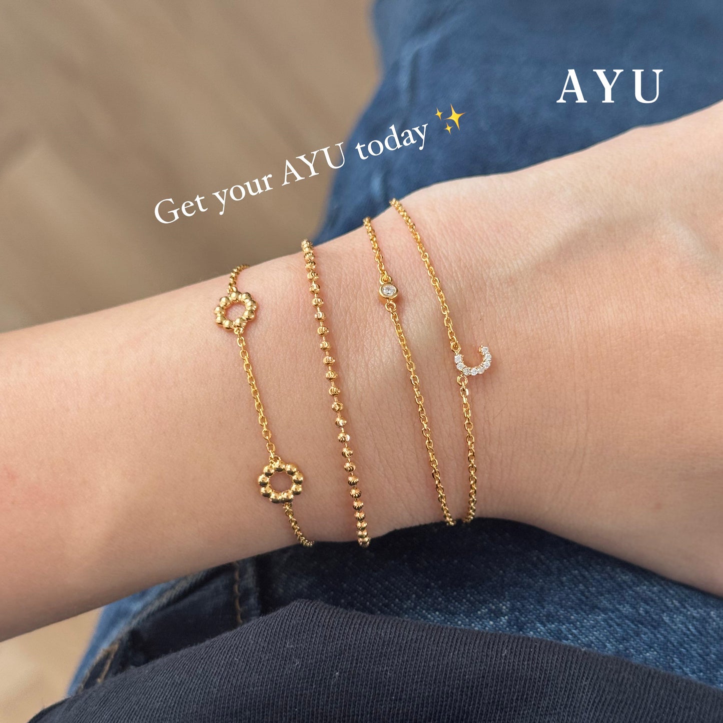 AYU Gelang Emas - Pepper Beads Chain Bracelet 16k Yellow Gold