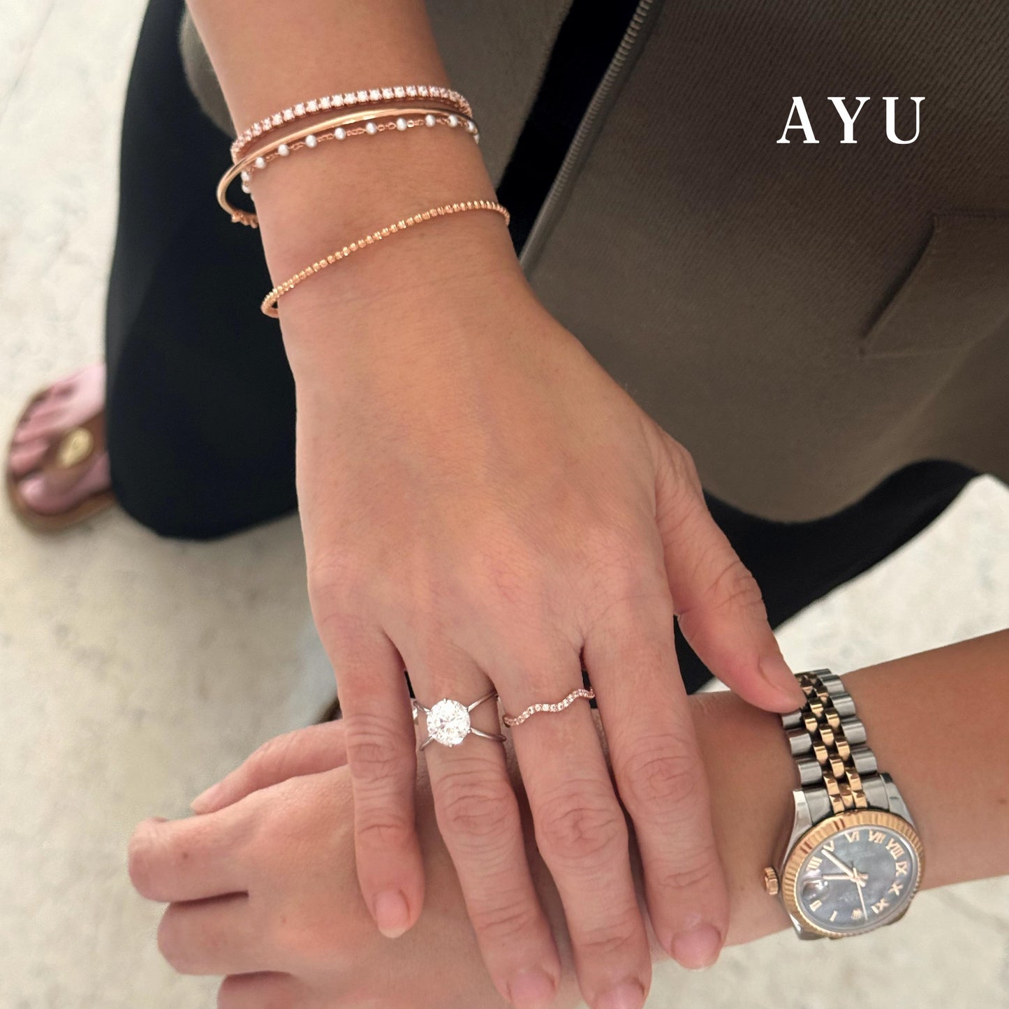 AYU Cincin Emas - Glam Gigi 6 Prong X Ring 17k White Gold