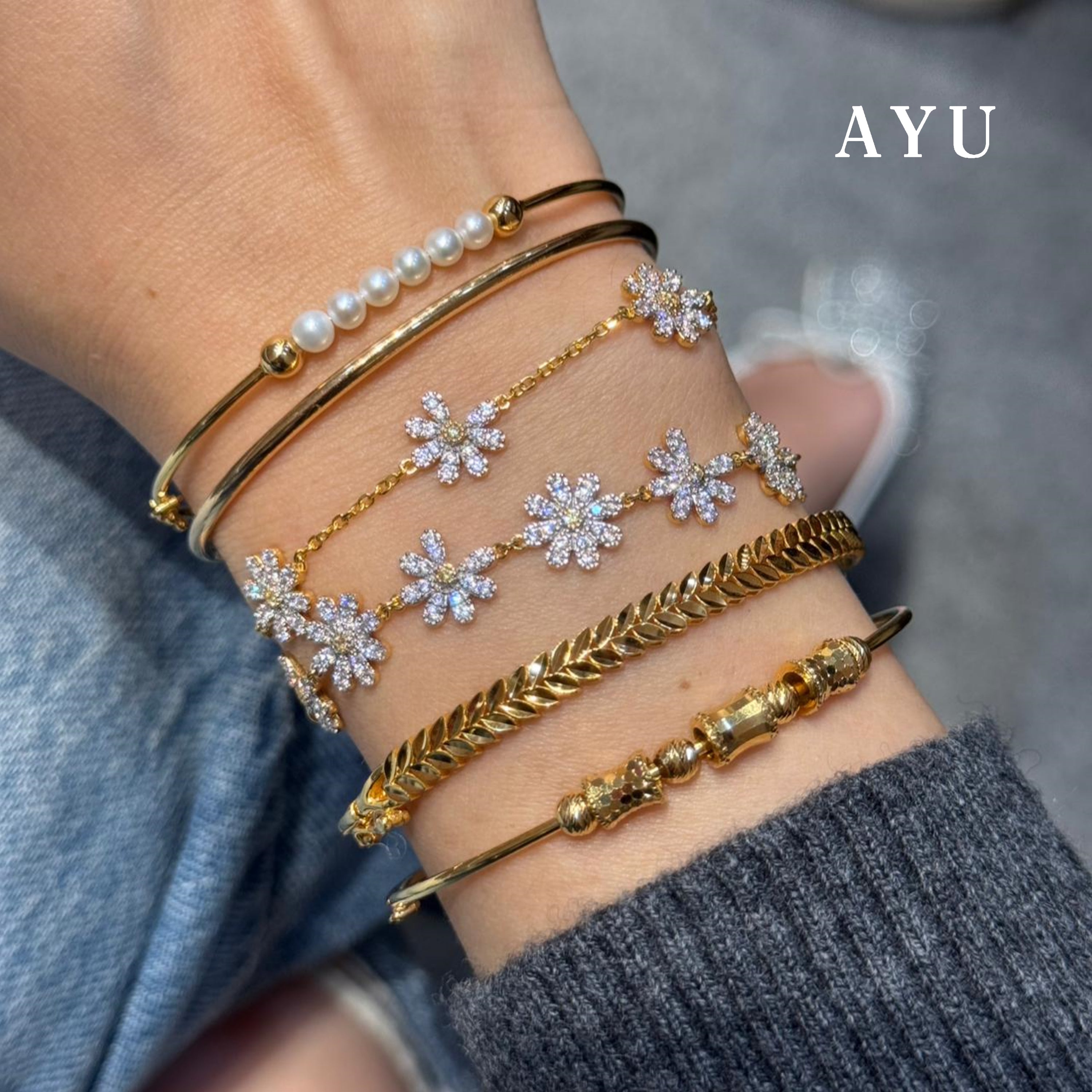 AYU Gelang Emas - G Daisy Eternity Bracelet 17k Rose Gold