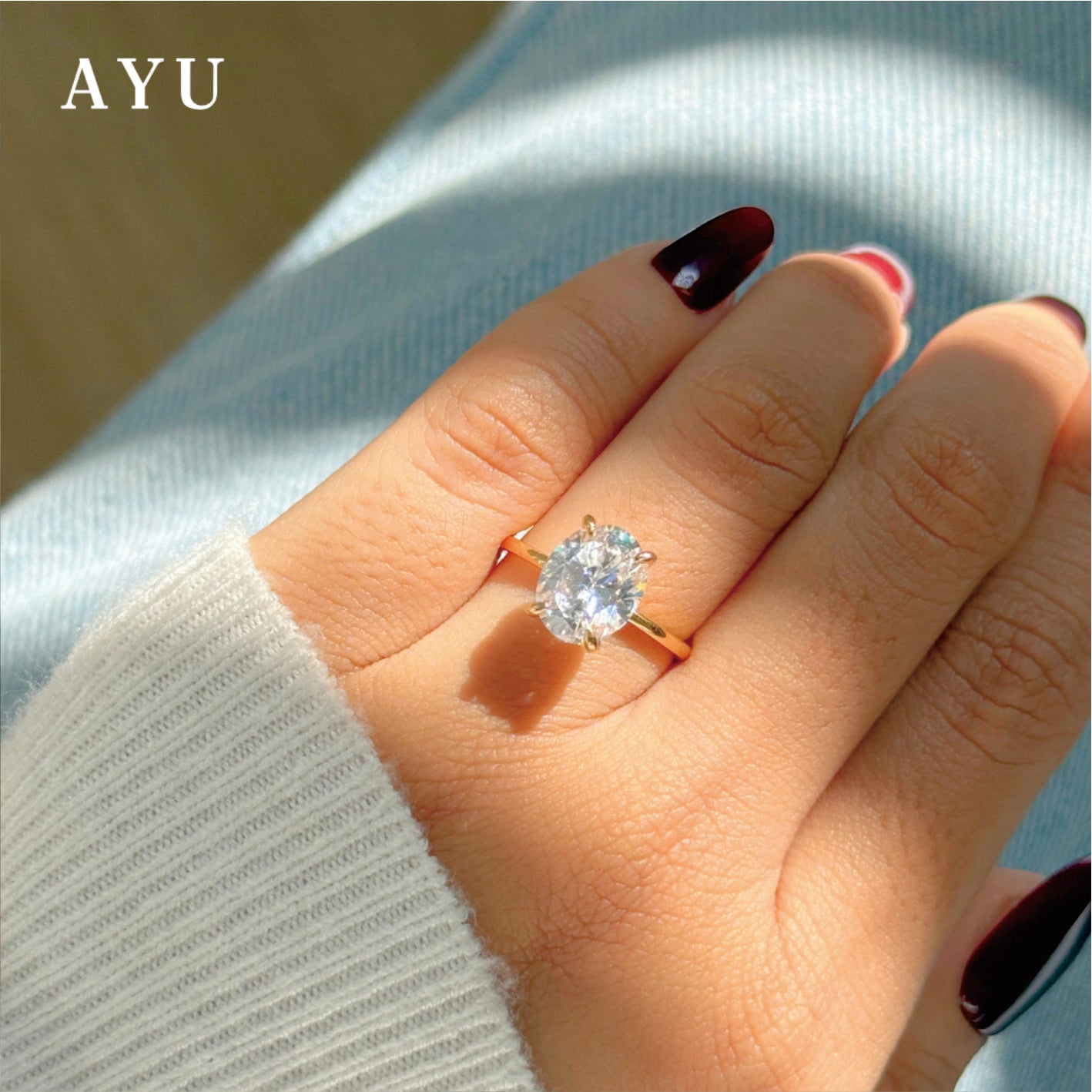 AYU Cincin Emas - The Ayu Setting In Glam Oval Cut 16k Yellow Gold