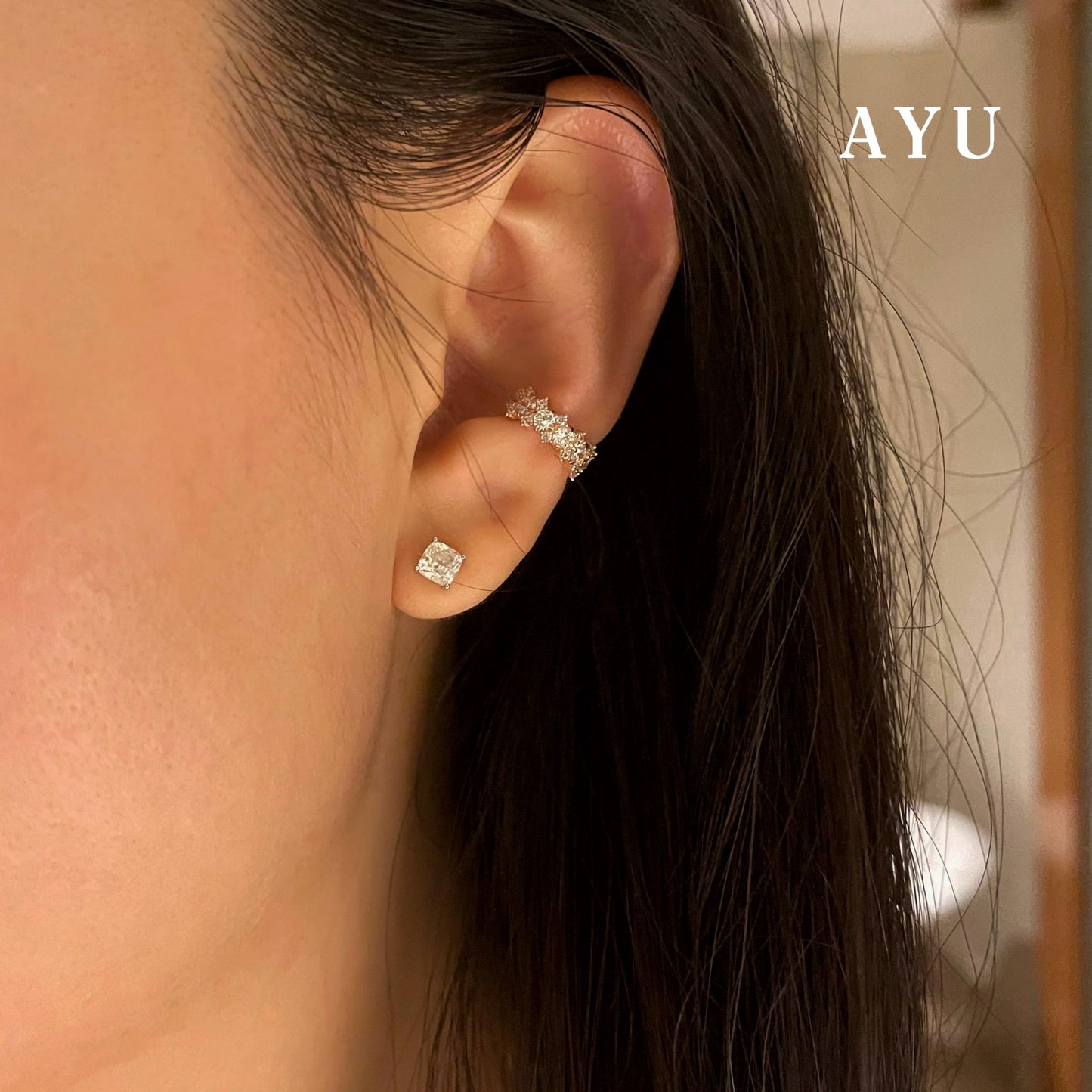 AYU Anting Emas - Glam Pave Earcuff 16k Yellow Gold