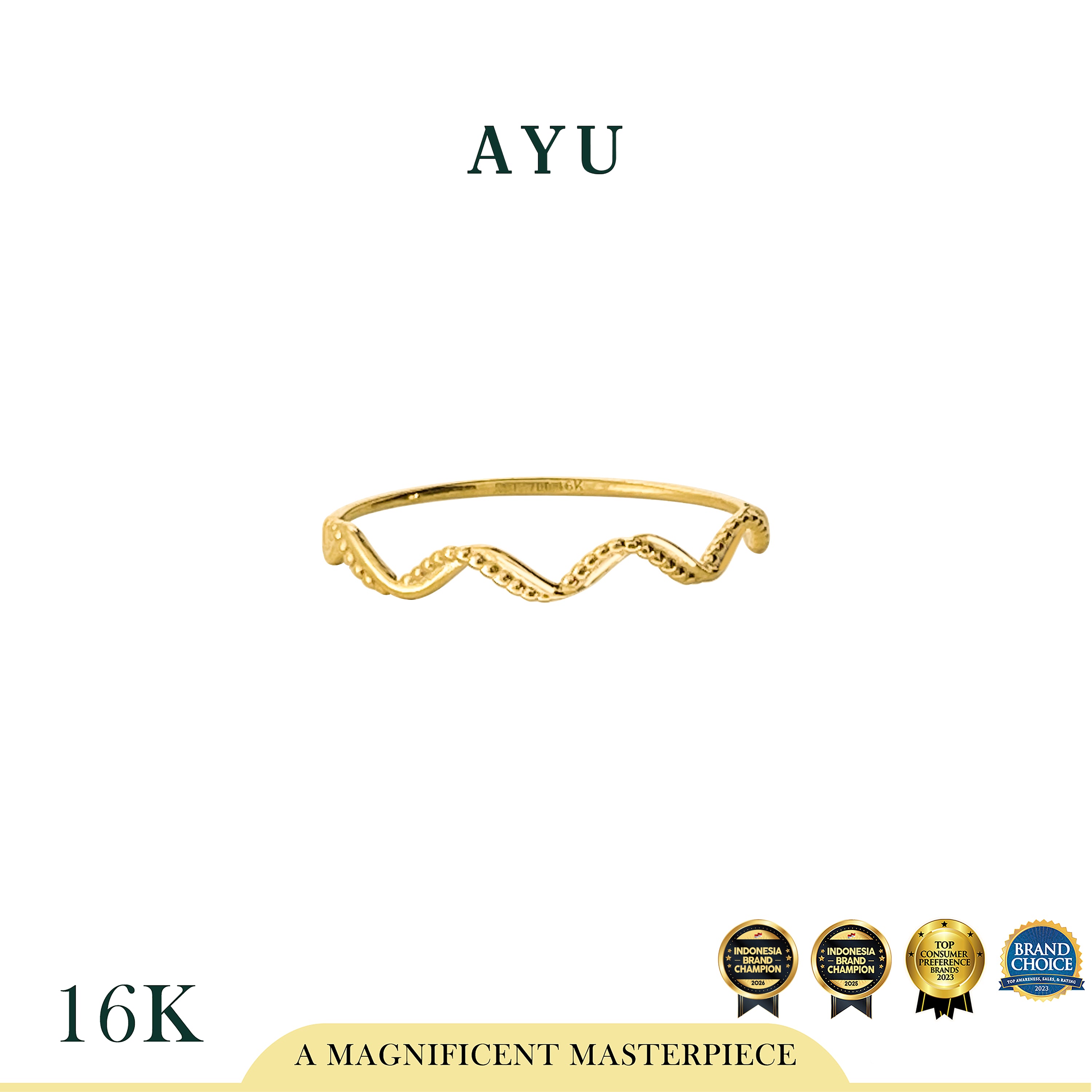 AYU Cincin Emas - Gold Wave Filligri Ring 16k Yellow Gold