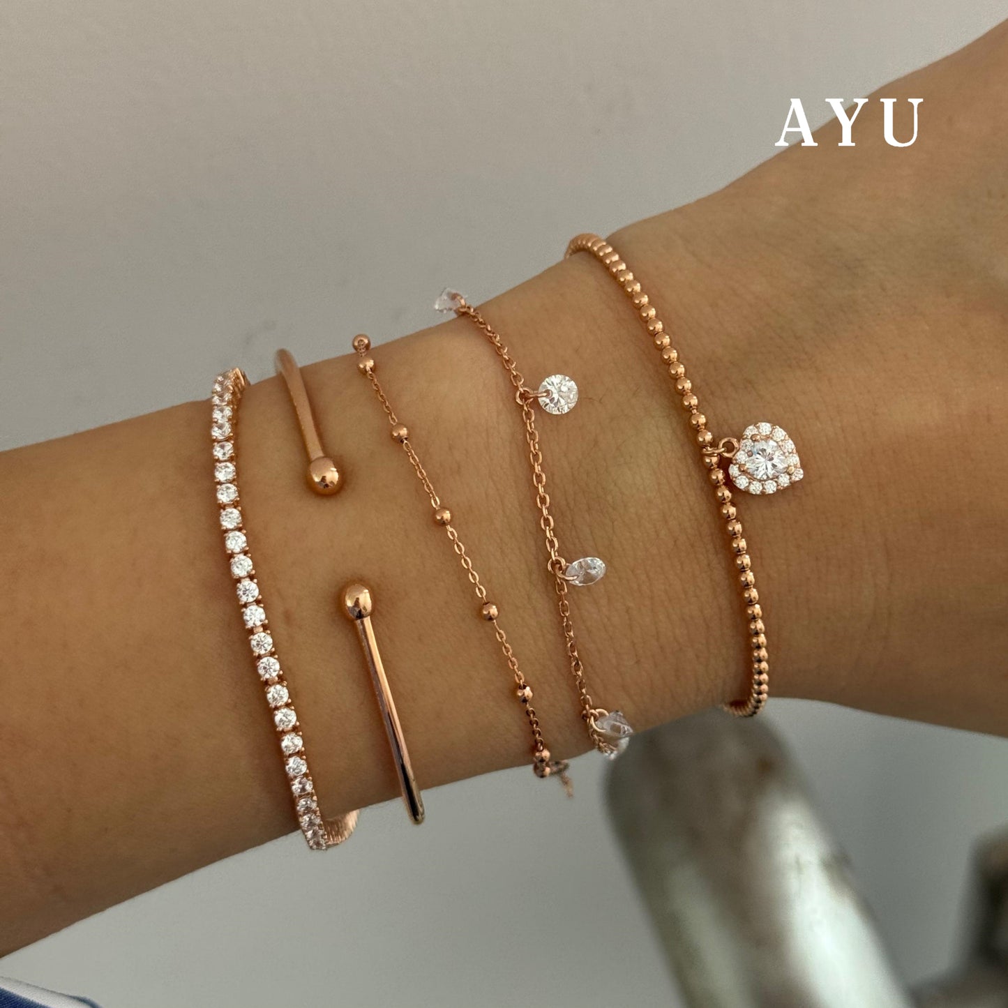 AYU Gelang Emas - Spaced Mini Boba Bracelet 17k White Gold