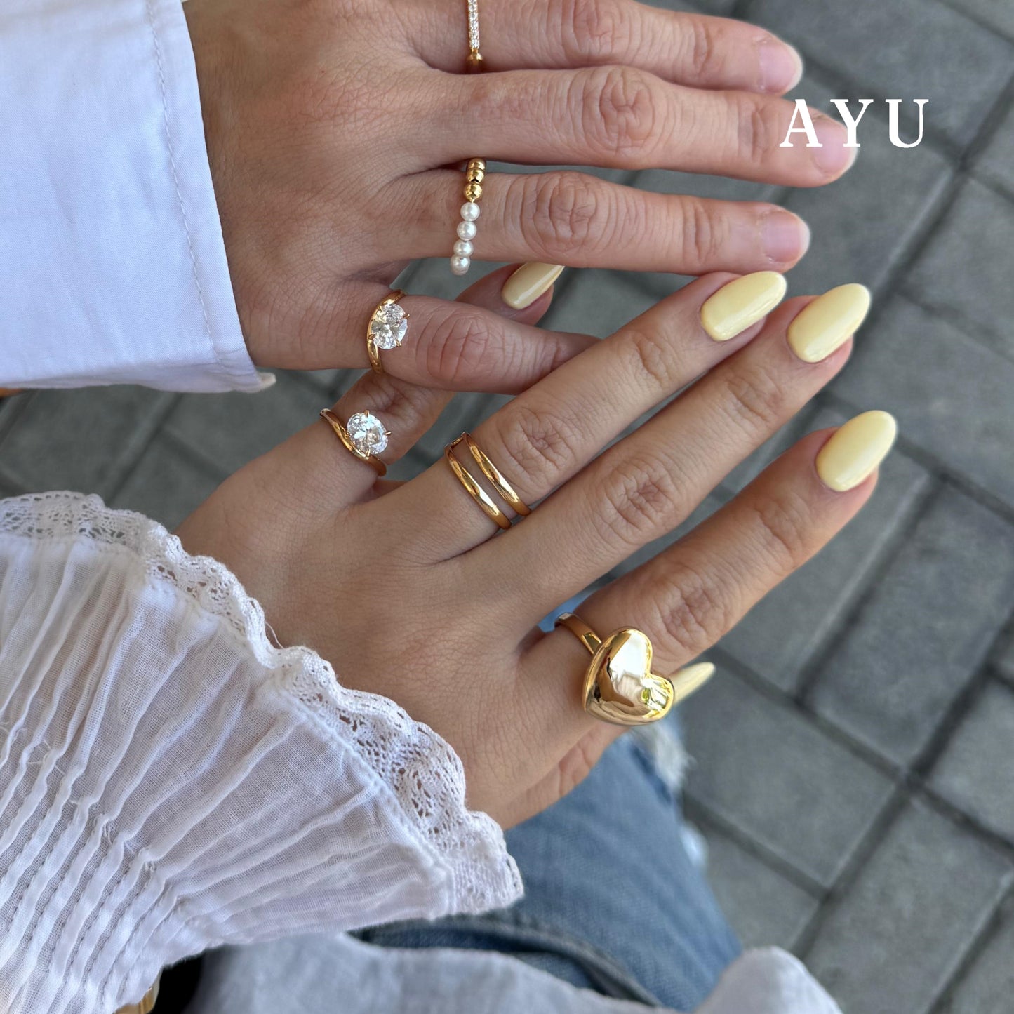 AYU Cincin Emas - Gold Chubby Heart Ring 17k White Gold