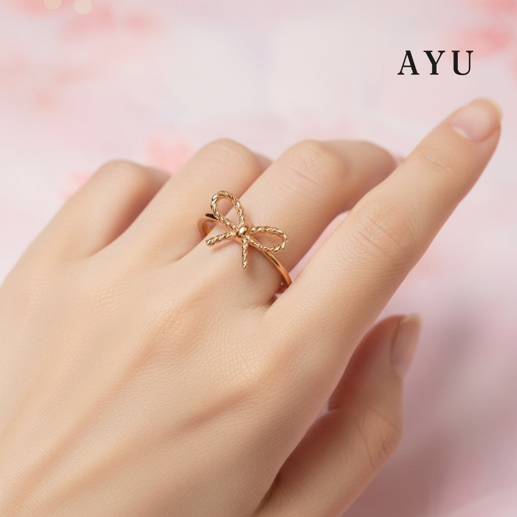 AYU Cincin Emas - Twist Ribbon Ring 16k Yellow Gold