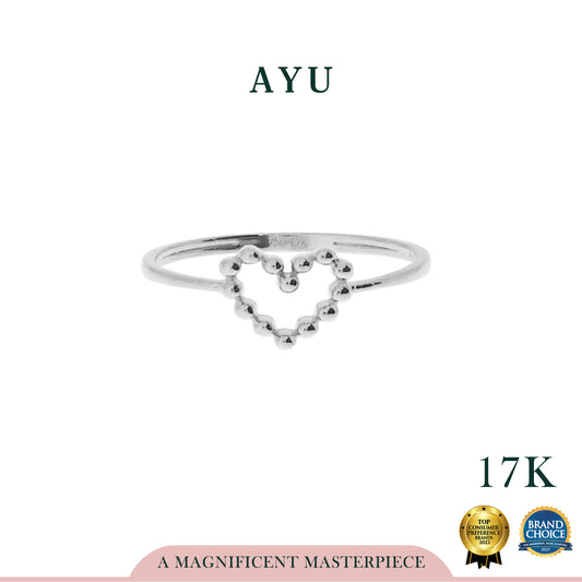 AYU Cincin Emas - Heart Pepper Beads Ring 17K White Gold