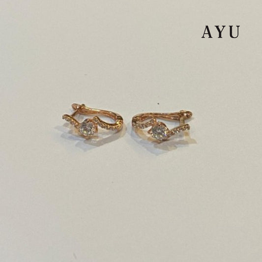 AYU Pave Curve Solitaire Earring 17k Rose Gold