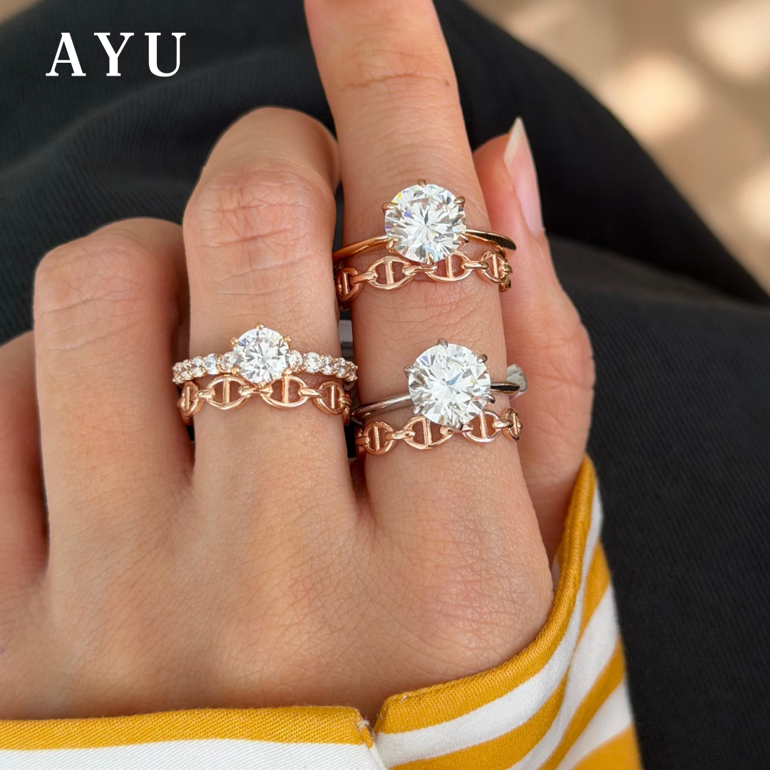 AYU Cincin Emas - Glam Gigi 6 Prong Solitaire 17K White Gold