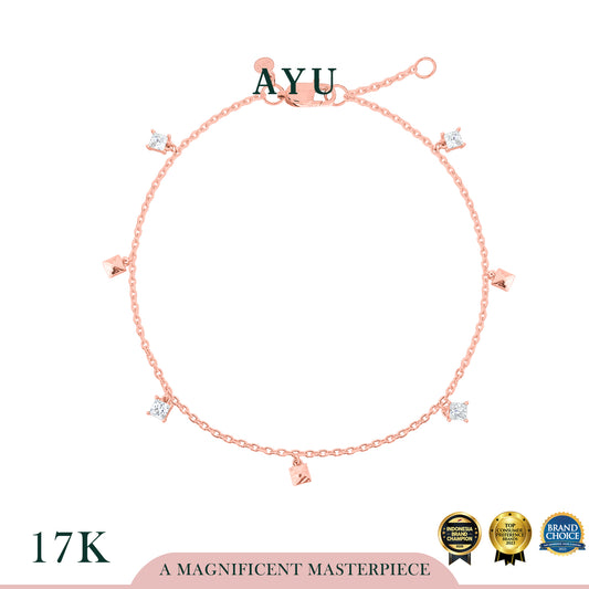 AYU Gelang Emas - Princess And Studs Chain Bracelet 17k Rose Gold
