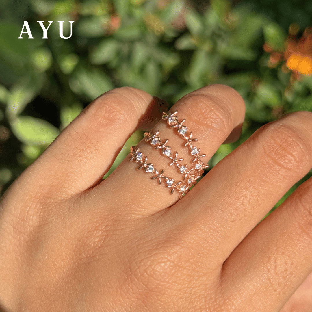 AYU Cincin Emas - Twinkle Starflower Ring 17k Rose Gold