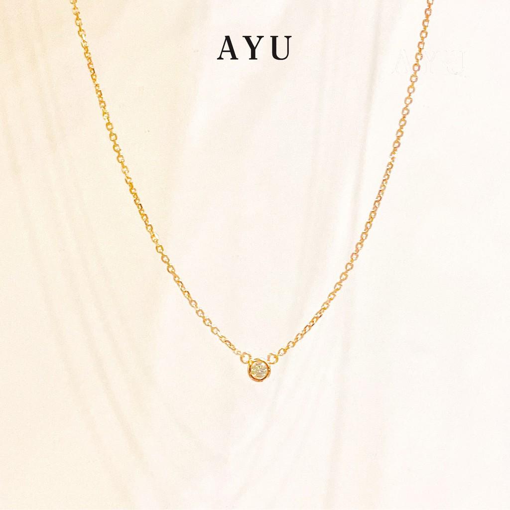 AYU Kalung Emas Korea - Mini Bezel Chain Necklace 16K Yellow Gold