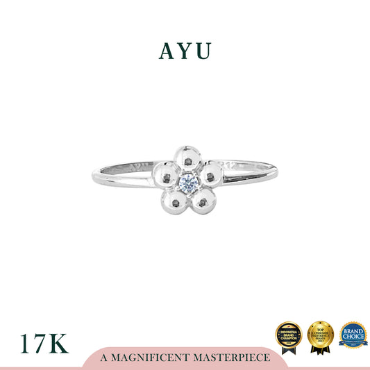 AYU Cincin Emas - Mochi Flower Ring 17k White Gold