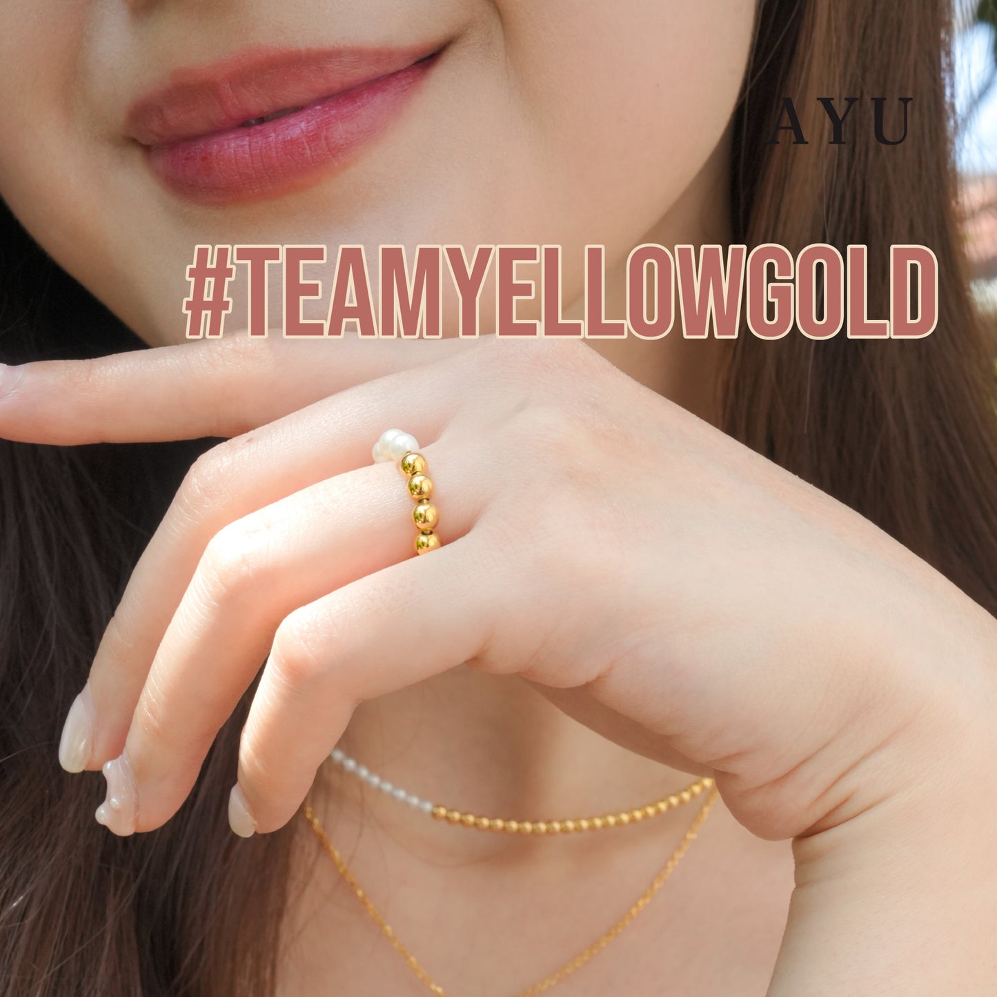 AYU Kalung Emas - Undecided Boba And Pearl Choker Necklace 17k Rose Gold