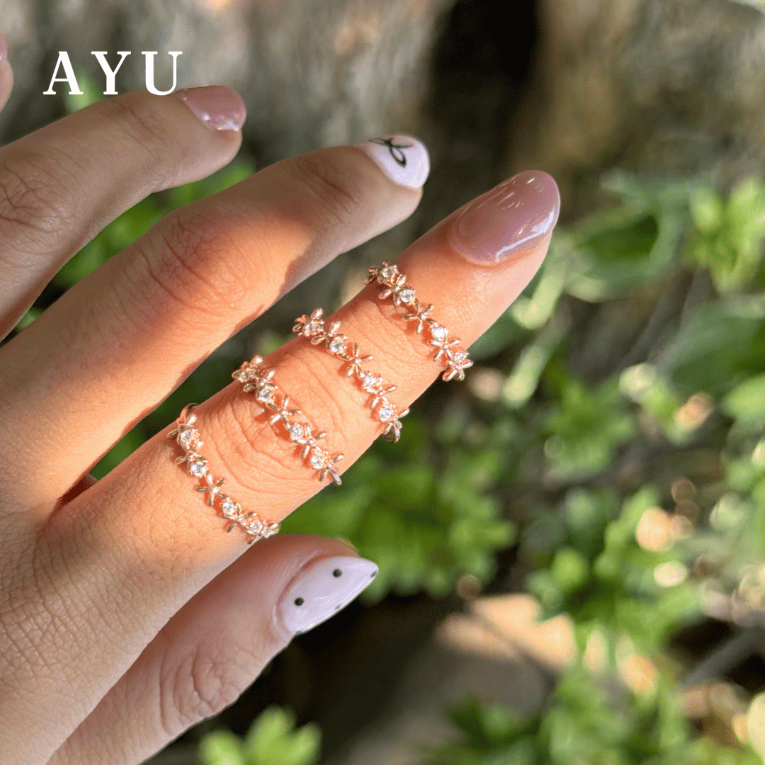 AYU Cincin Emas - Twinkle Starflower Ring 17k Rose Gold