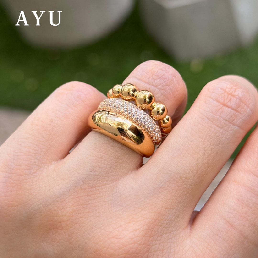 AYU Cincin Emas - Pave Globe Ring 17k Rose Gold
