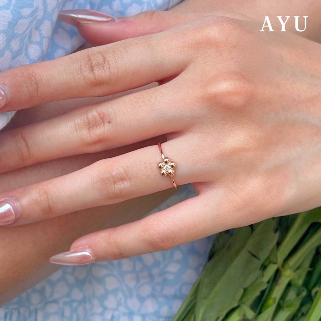 AYU Cincin Emas - Mochi Flower Ring 16k Yellow Gold