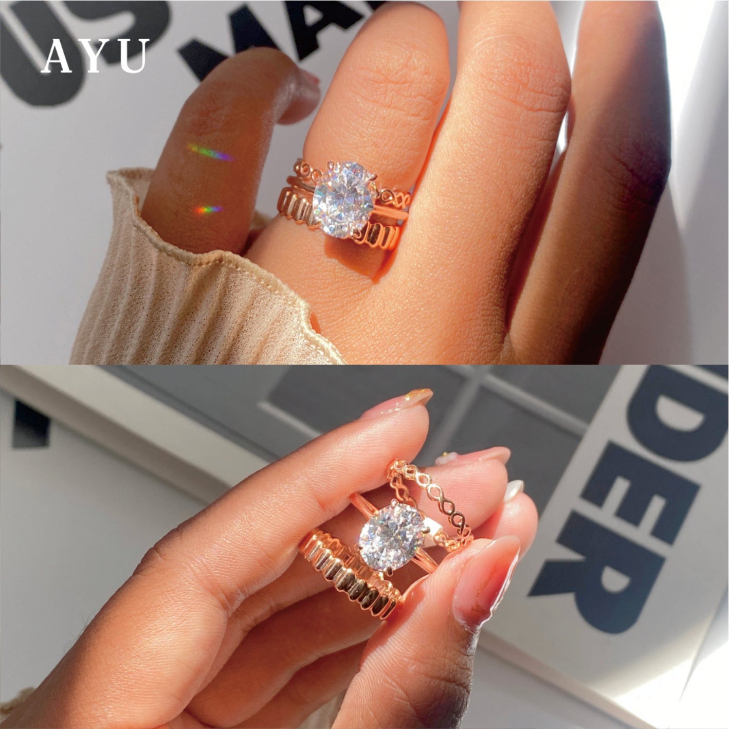 AYU Cincin Emas - The Ayu Setting In Glam Oval Cut 16k Yellow Gold