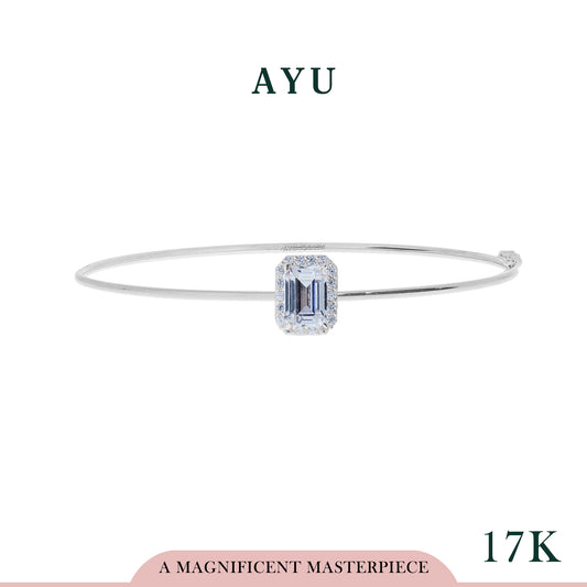 AYU Gelang Emas - Emerald Halo Wrap Wire Bangle 17K White Gold