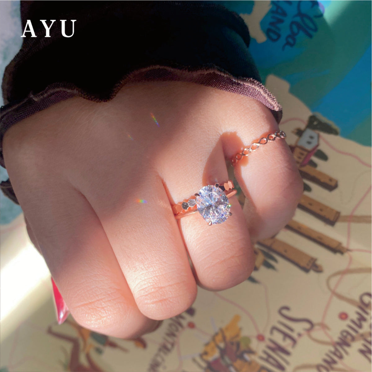 The AYU Setting In Glam Oval Cut 17k Rose Gold