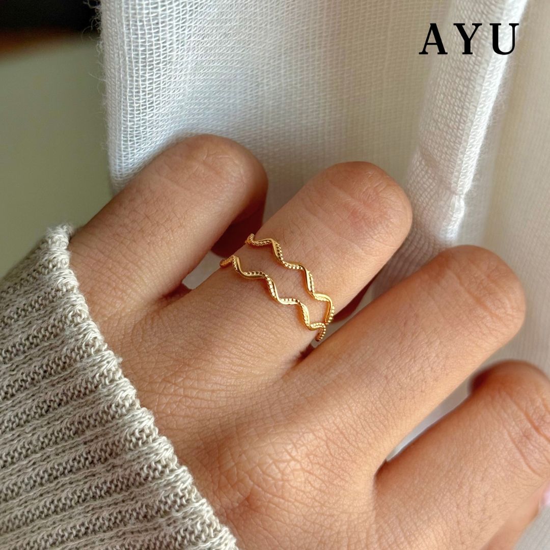 AYU Cincin Emas - Gold Wave Filligri Ring 17k Rose Gold