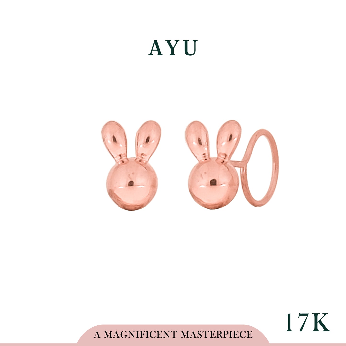 AYU Anting Emas Toge - Bubbly Bunny Round Loop 17K Rose Gold