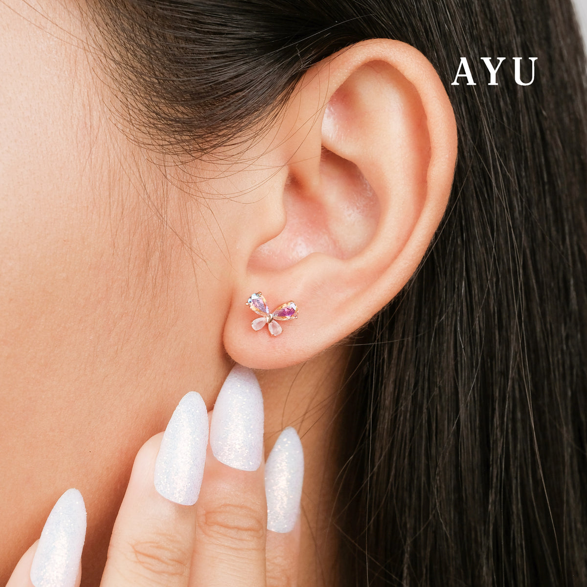 AYU Anting Emas Tindik - Magical Butterfly Stud 17k Rose Gold