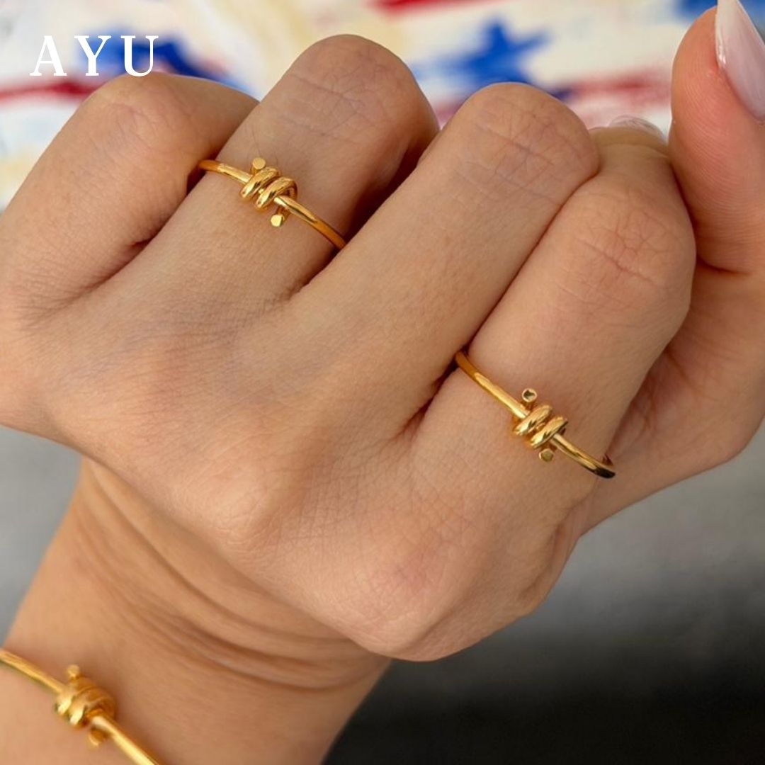 AYU Cincin Emas - Coily Knot Ring 16k Yellow Gold