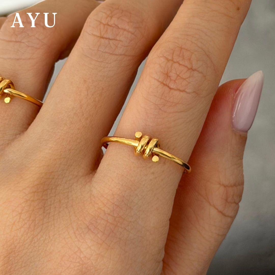 AYU Cincin Emas - Coily Knot Ring 16k Yellow Gold