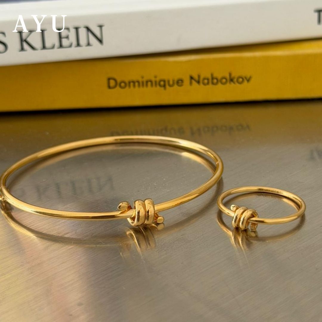 AYU Gelang Emas - Coily Knot Wire Bangle 17k Rose Gold