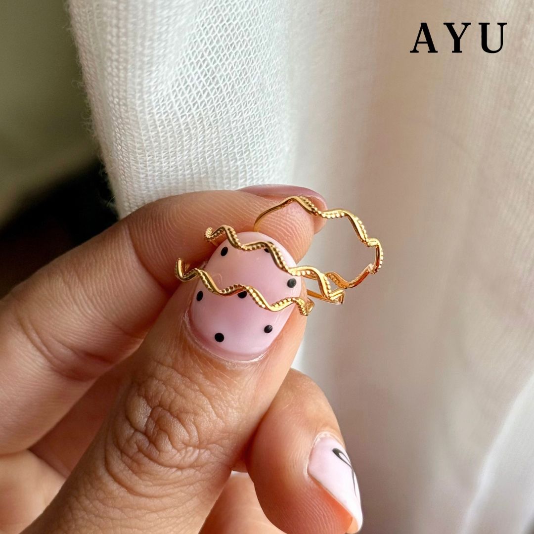 AYU Cincin Emas - Gold Wave Filligri Ring 17k White Gold