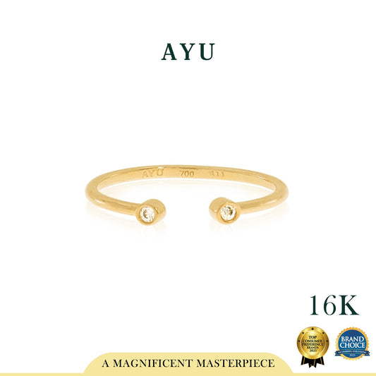 AYU Cincin Emas - Mini Bezel Open Ring 16K Yellow Gold