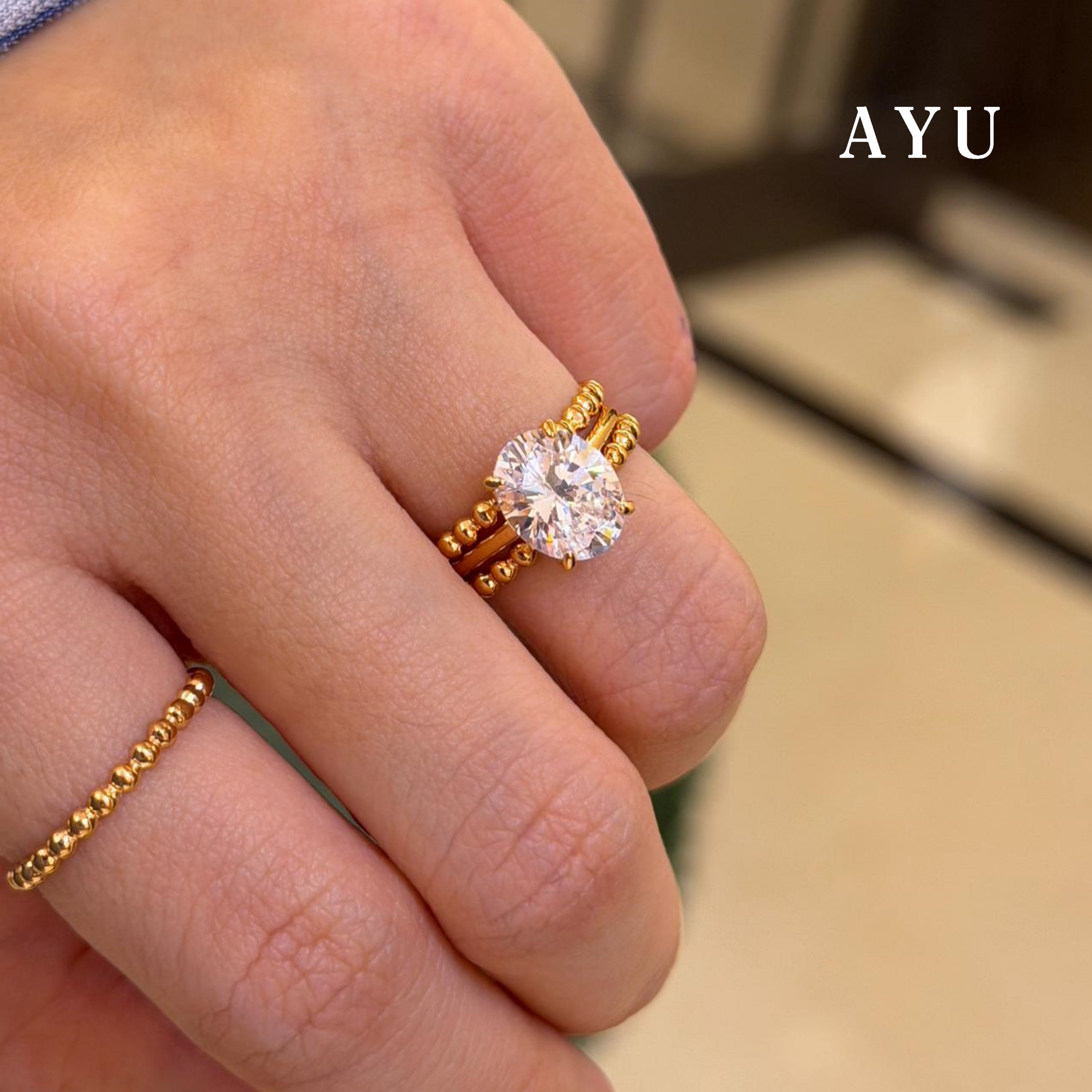 AYU Cincin Emas - Pepper Beads Ring 16k Yellow Gold