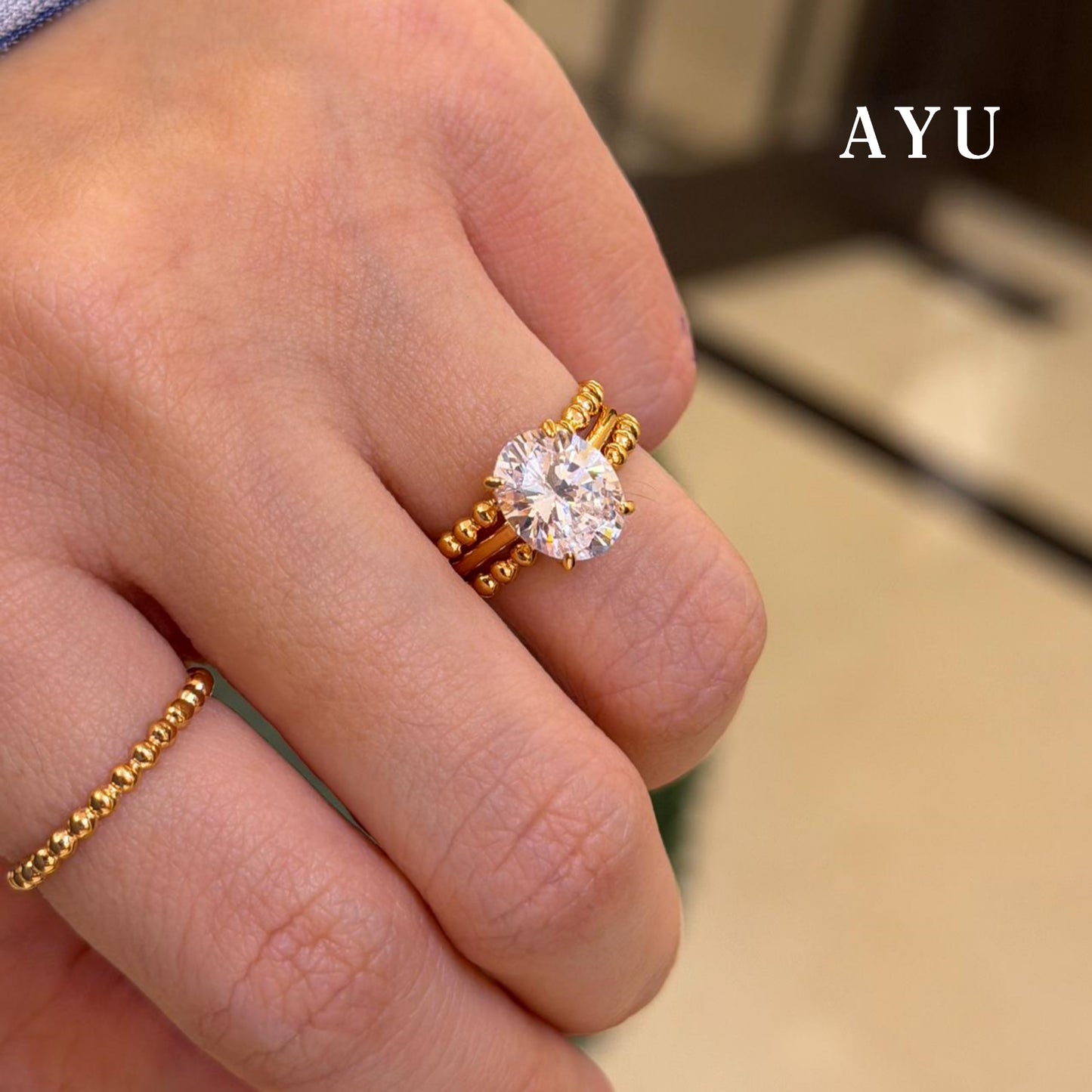 AYU Cincin Emas - Pepper Beads Ring 16k Yellow Gold
