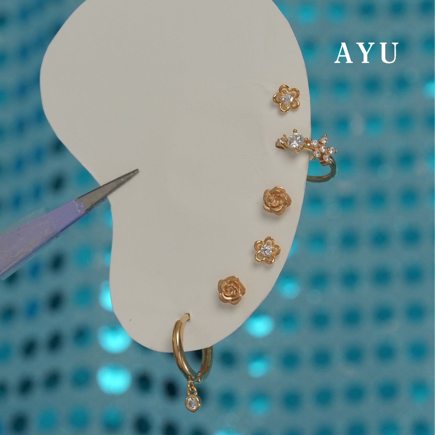 AYU Anting Emas Tindik - Golden Rose Studs 17K Rose Gold