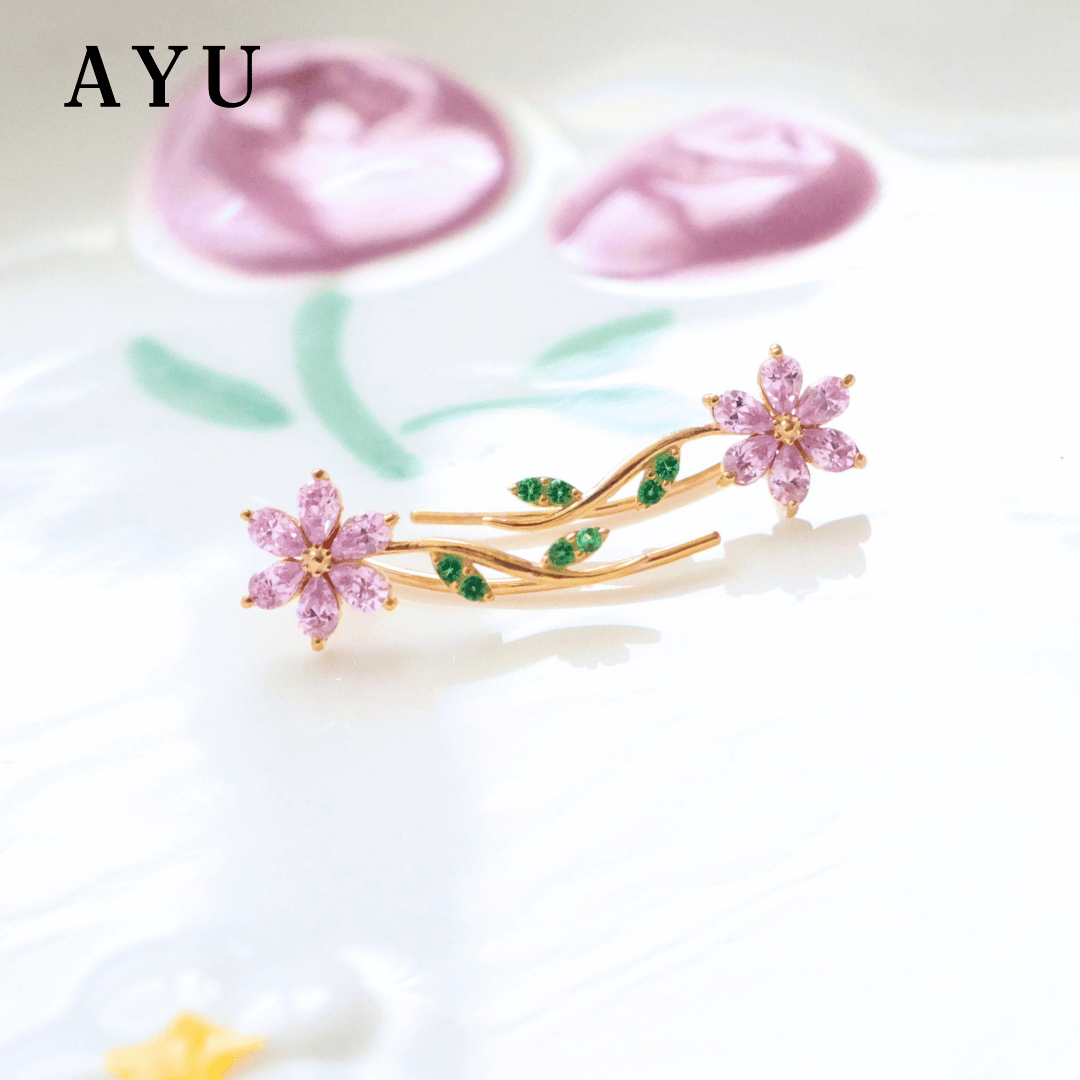 AYU Anting Emas - Everbloom Angel Vine Earclimbers 17k Rose Gold